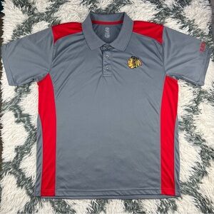 NHL Men's Gray Red Chicago Blackhawks Polo Shirts Size XL